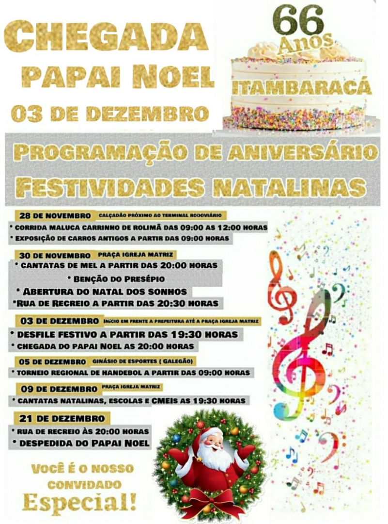 Programação de Aniversário e Festividades Natalinas 